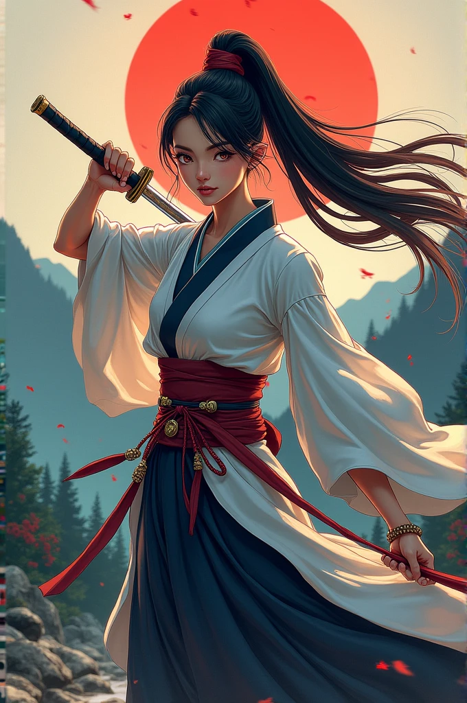 Beautiful female anime samurai
