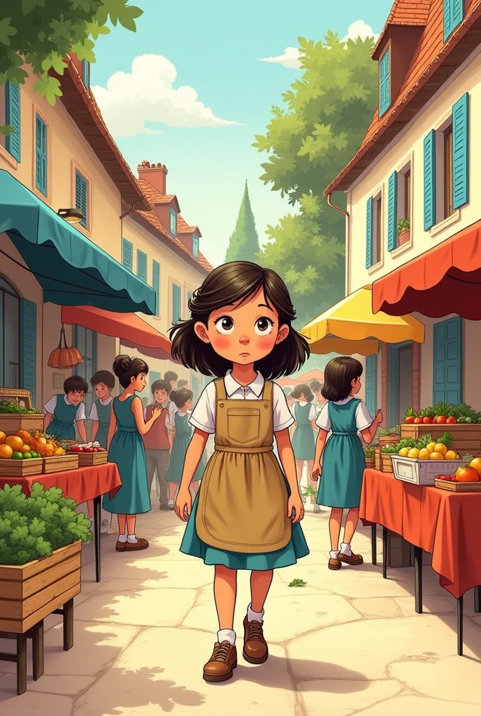 créer une couverture de bande dessinée , type bande dessiné des Martine de casterman en 1970 de gabriel Delahaye. on voit une  de 8 ans faire le marché. 
ECRIRE le titre de la couverture " Emilie fait son marché à Entre-Deux-Guiers " + " Le Vendredi" 