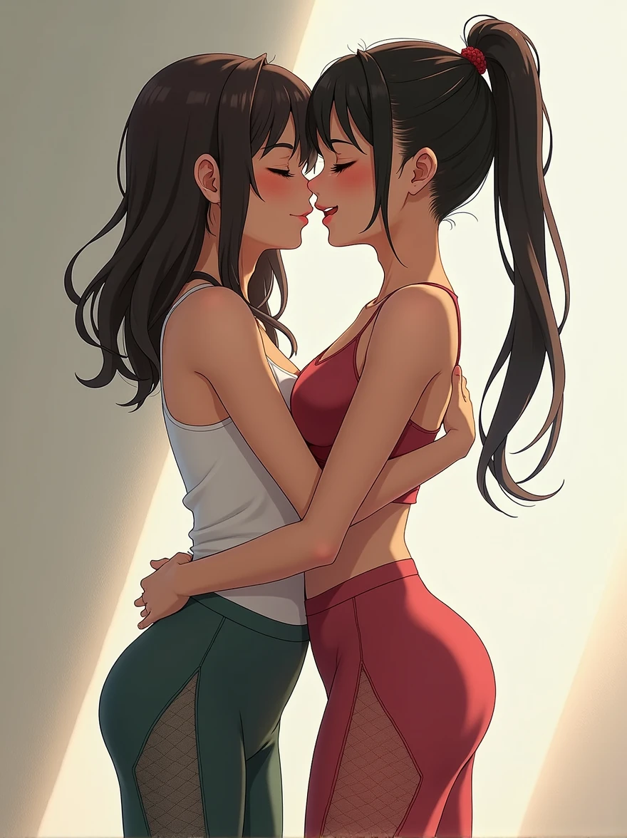 ((best quality)), ((masterpiece)), (detailed two person girl in garden together wearing pink underpants stocking sweating ahegao