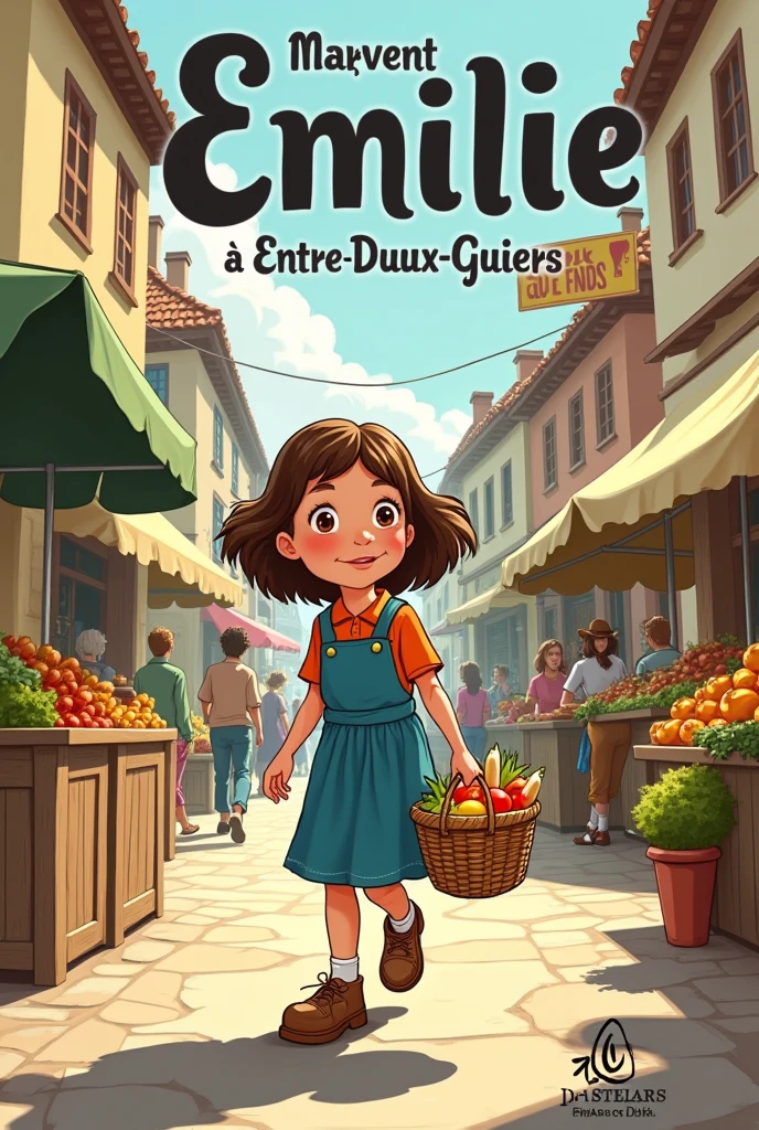 créer une couverture de bande dessinée , type bande dessiné des Martine de casterman en 1970 de gabriel Delahaye. on voit une de 8 ans faire le marché.
ECRIRE le titre de la couverture " Emilie fait son marché à Entre-Deux-Guiers " + " Le Vendredi"