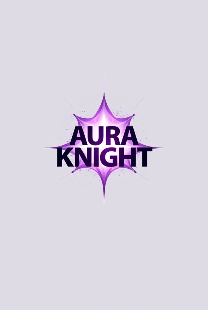 Minimalistic logo with the inscription "Aura Knight" in dark purple tones with purple particles