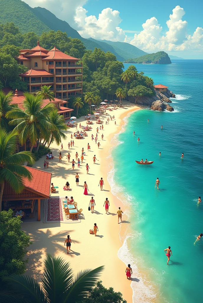 A beachside resort that welcomes people from all over the world 
