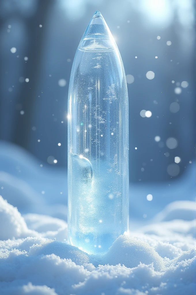 Create an image of an ice bullet projectile