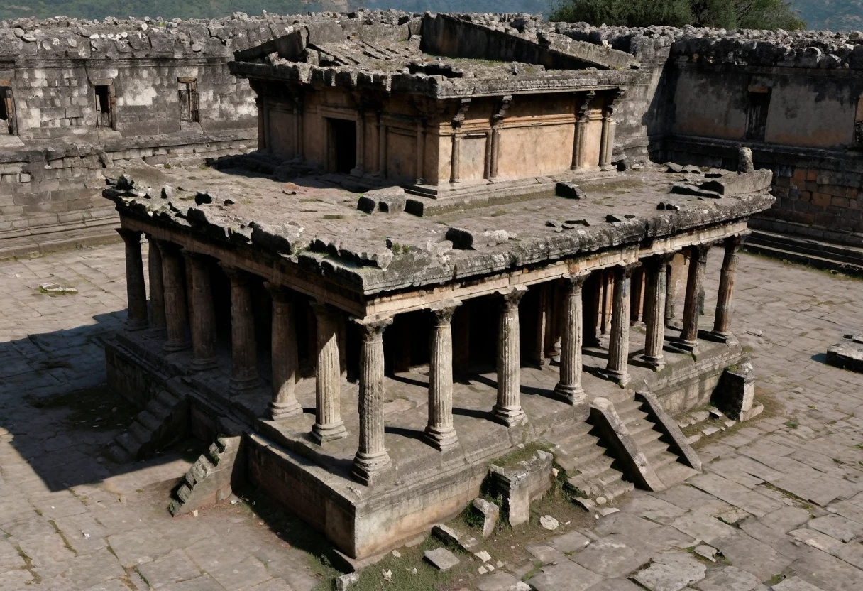 older mic templo with very poor appearance. the temple has only two floors and is in poor condition. It looks very shabby and looks very old., Ancient. [temple in ruins] [pobres] [miserable] [older] [mic] [3d modle]