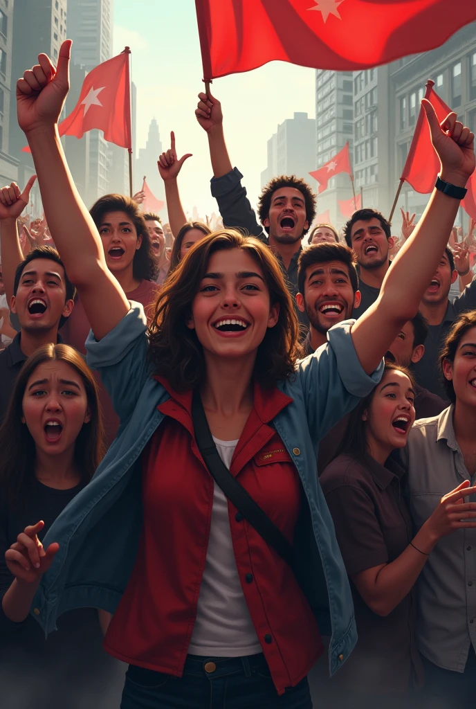 A unique picture of student protestors(both boys and girls) celebrating their victory after losing many lives ..It should catch people's attention quickly.It should show that they worked very hard to achieve this independence..