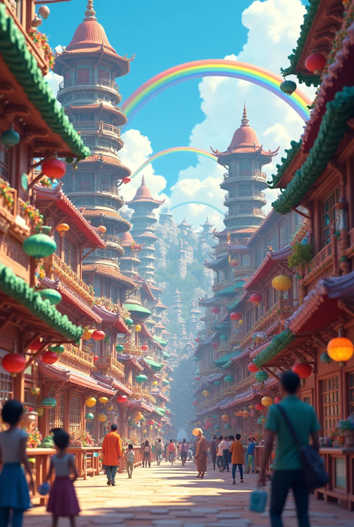 The forum: a bustling and diverse place that represents chaos and activity animated cartoon 4k