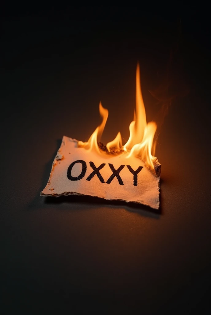 A small piece of paper burning, on which one can see that it is written OXXY