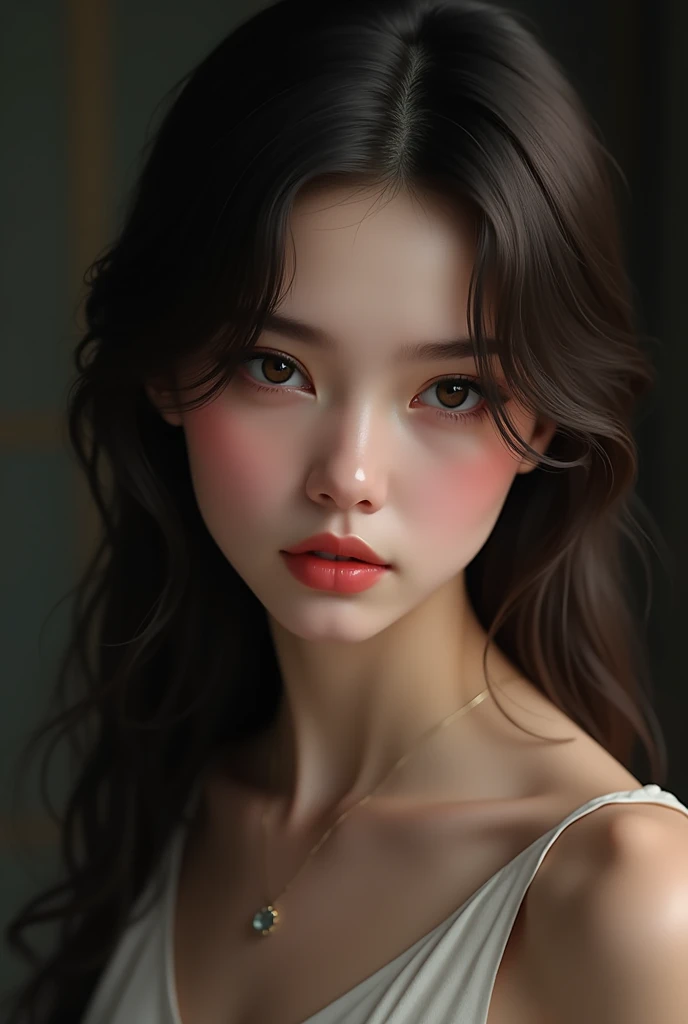 Create a brunette with beautiful features