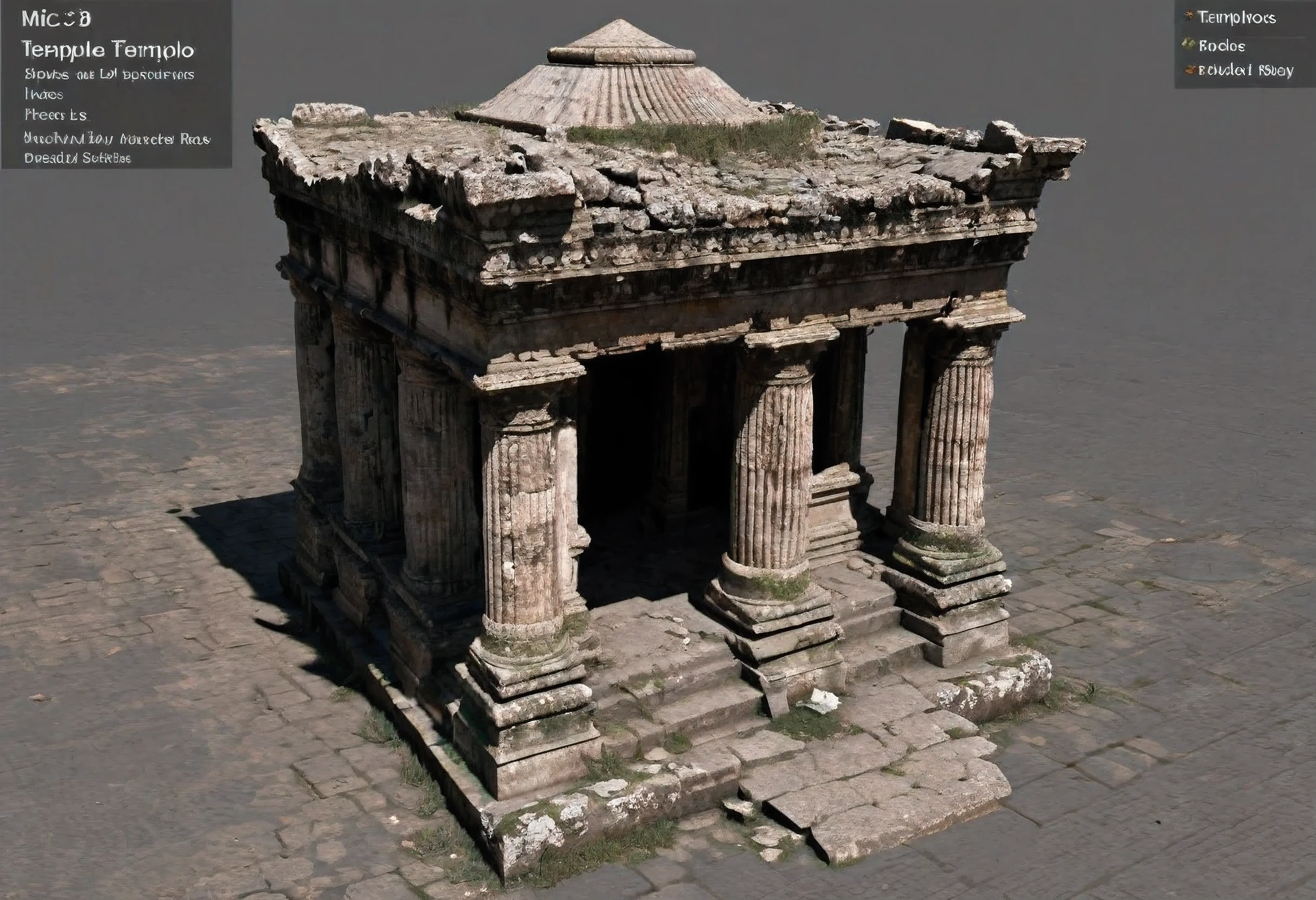 older mic templo with very poor appearance. the temple has only two floors and is in poor condition. It looks very shabby and looks very old., Ancient. [temple in ruins] [pobres] [miserable] [older] [mic] [3d modle]