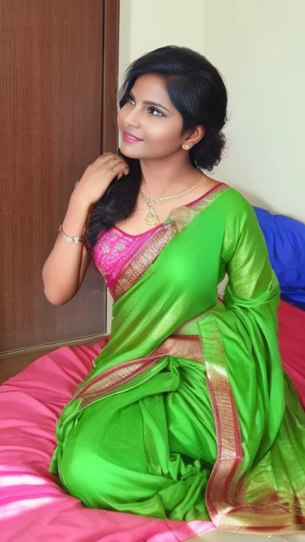 A 40 year mallu aunty sit in own bedroom with husband without, saree, bra and kiss each other very badly