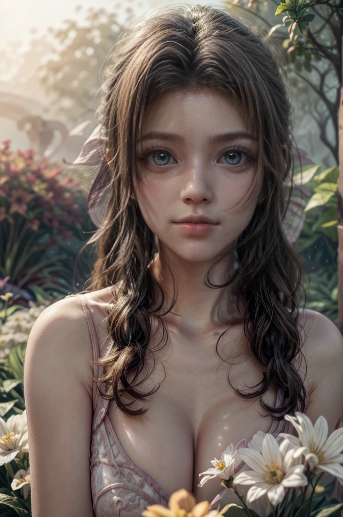 beautiful detailed eyes, beautiful detailed lips, extremely detailed eyes and face, long eyelashes, 1girl, photorealistic, hyper detailed, intricate details, cinematic lighting, magical, fantasy, ethereal, glowing, radiant, soft lighting, warm colors, vibrant colors, beautiful scenery, lush garden, flowers, nature, serene, peaceful, elegant, graceful, emotional, soulful