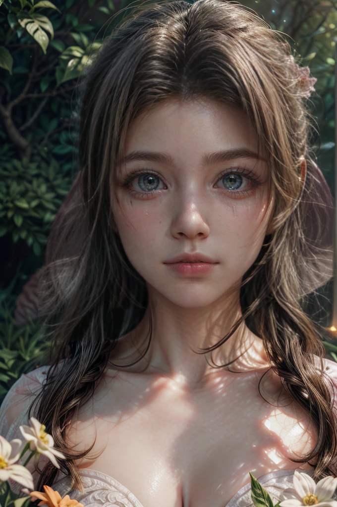 beautiful detailed eyes, beautiful detailed lips, extremely detailed eyes and face, long eyelashes, 1girl, photorealistic, hyper detailed, intricate details, cinematic lighting, magical, fantasy, ethereal, glowing, radiant, soft lighting, warm colors, vibrant colors, beautiful scenery, lush garden, flowers, nature, serene, peaceful, elegant, graceful, emotional, soulful
