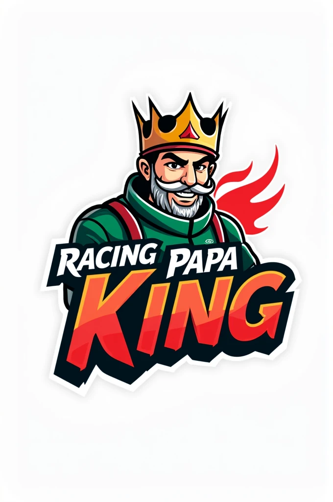 Racing papa king’s logo without crown logo white back red/green logo racing style