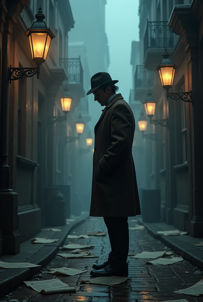 Sherlock Holmes investigating a crime