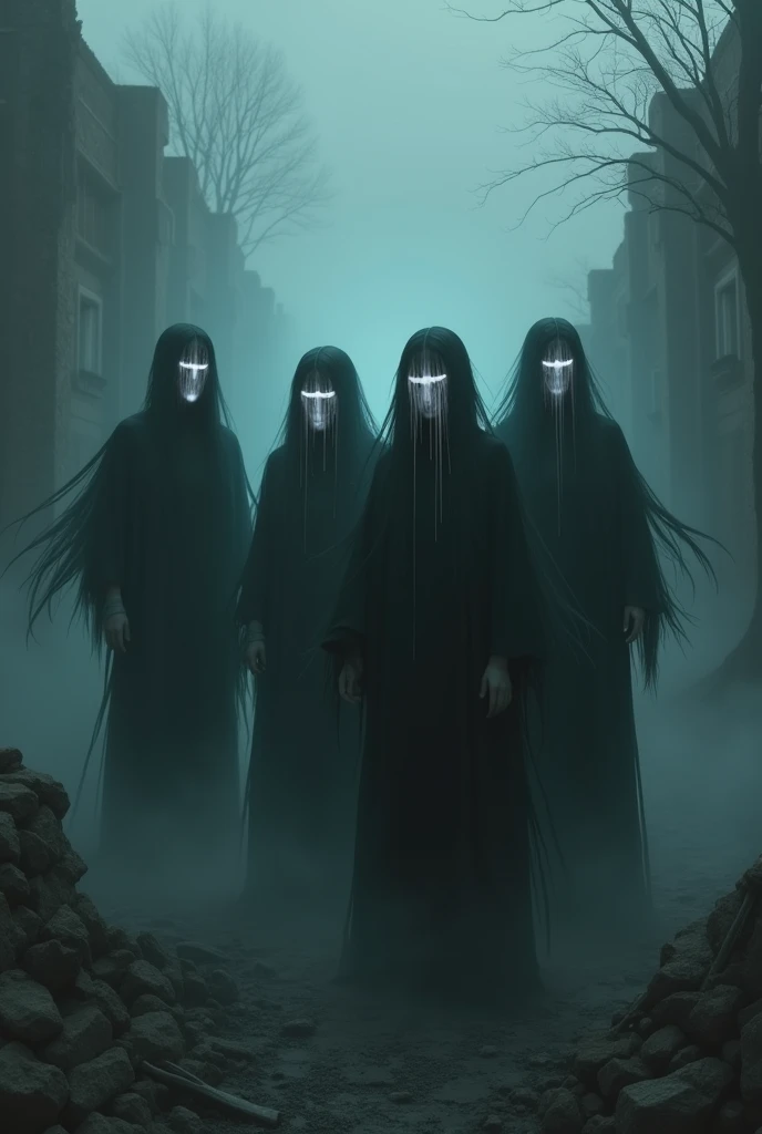 Kpop album with 4 members with a horror and ghost concept