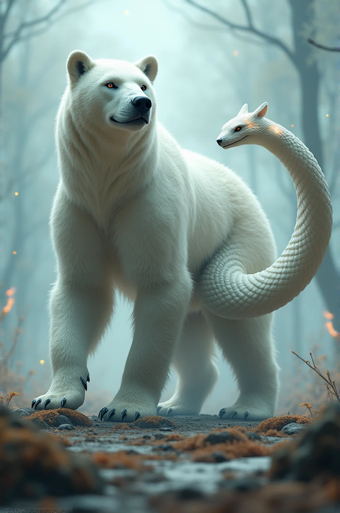A white bear with a snake&#39;s tail