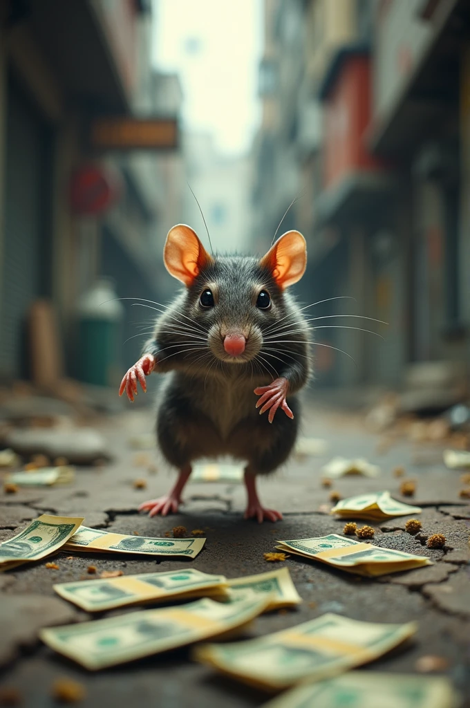 Rat running after money 