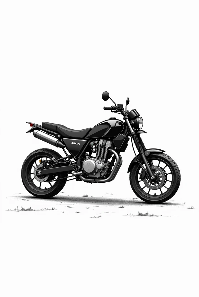 A black and white Suzuki Ax100² as if it were a drawing