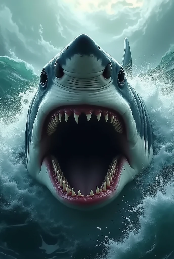 A shark showing its sharp teeth.