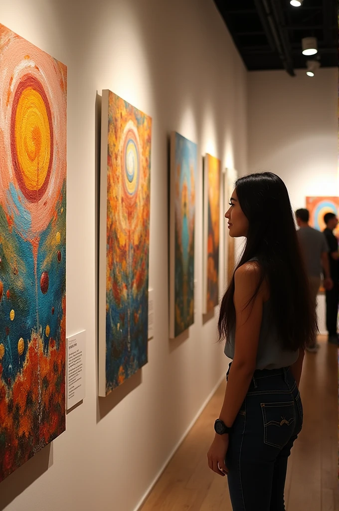 A gallery-style display of Mousumi’s art with inspiring quotes about passion and friendship, showing people admiring and reflecting on her journey.
With a heart full of gratitude and a future bright with possibilities, Mousumi continued to create beautiful art, each piece a celebration of her journey and the people who had helped her along the way.