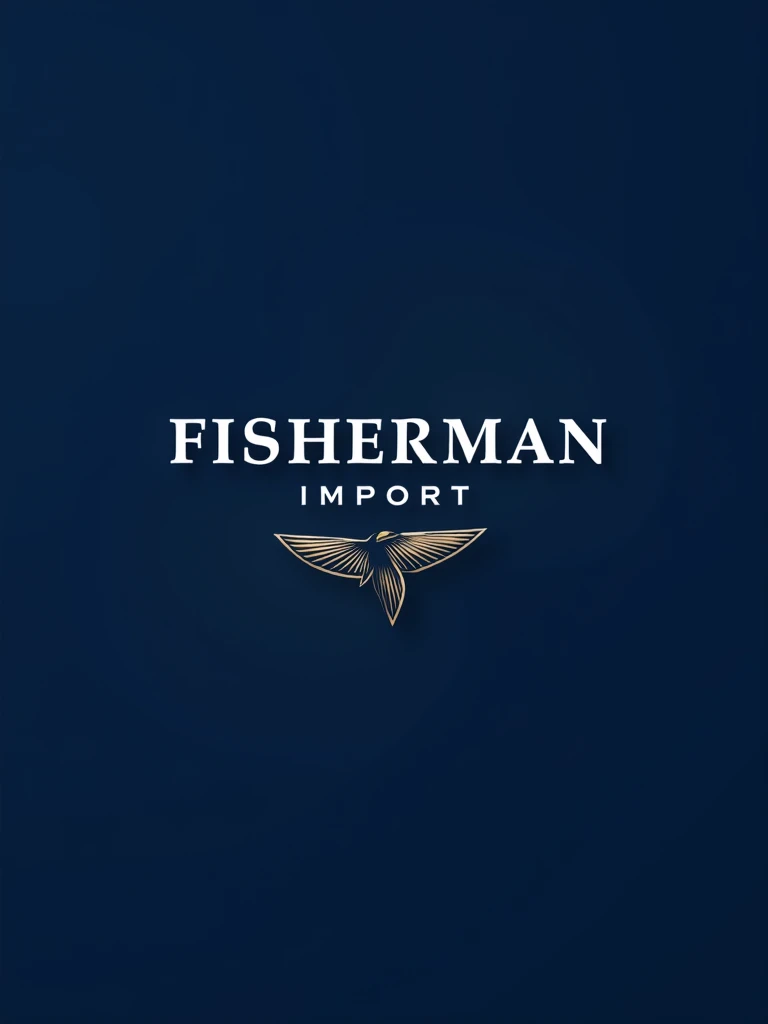 create for me a logo where the name is FISHERMAN IMPORT in blue colors, new design log something standard vip, We operate with fish imports