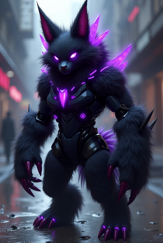 protogen preto com roxo, furry