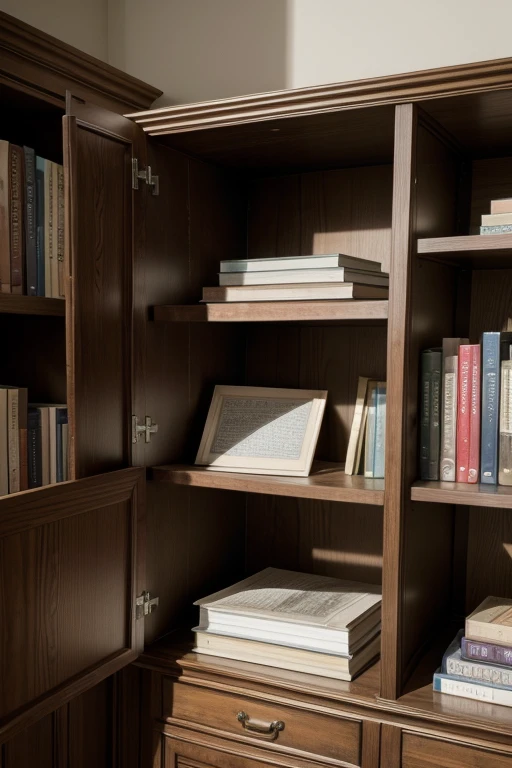 Shelves with damaged books, without cover, torn up, mofados