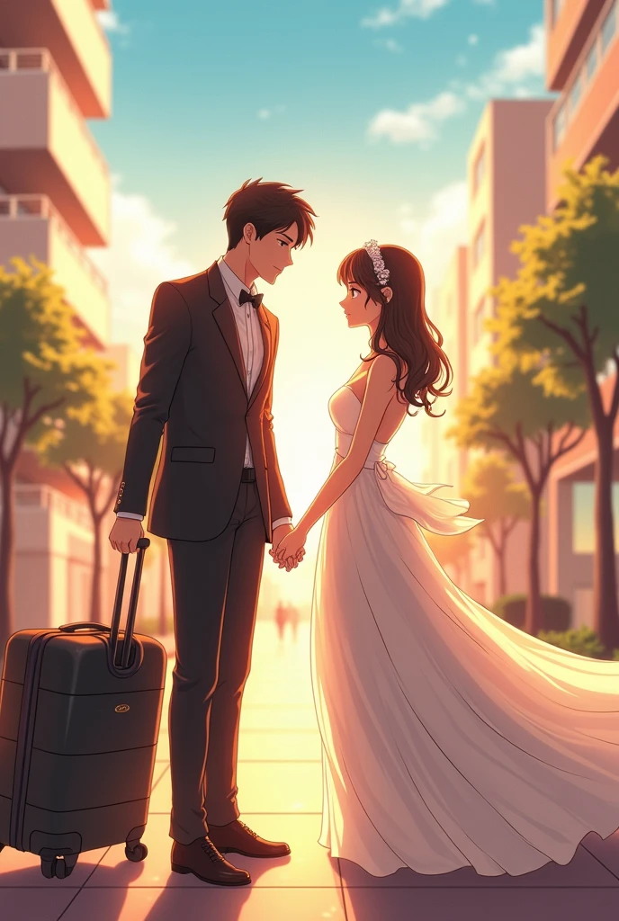 A handsome anime man are love a loyal girl and both are going different places for   business purpose after get married 