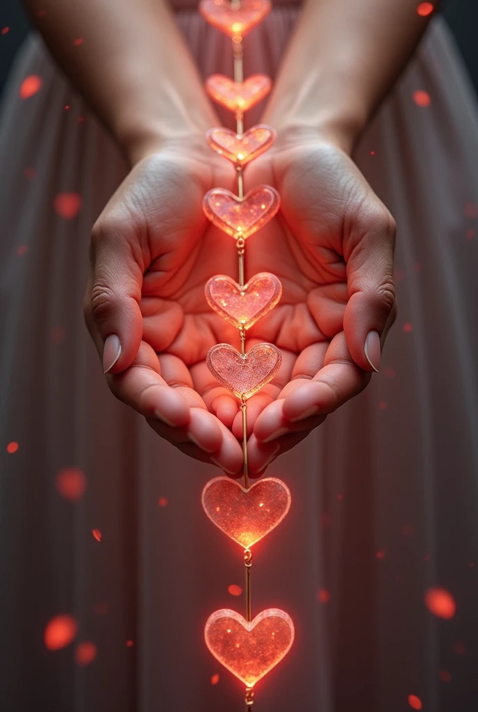 Chains of hearts held by hands