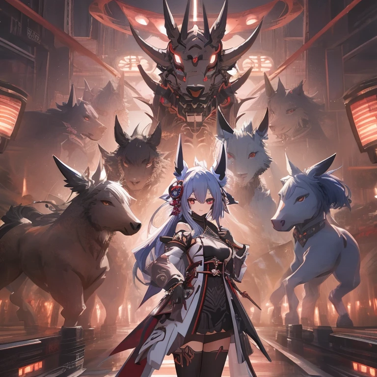 animal illustrations,mixed species,different kinds of animals,various species,diverse animals,digimon evolution,Ultimate Evolution,perfect body,ultimate body,horse,There is personification,digimon evolution,Ultimate Evolution,perfect body,ultimate body,UFO,There is a horse,There is personification animation comprehensive,Multiple animal races,Fully anthropomorphic(Beast ears and tail),Lots of beauties,Many dancers,Lots of beauties A group of anime girls with big breasts, Azure Lane style, Anime cover, Characters in Azur route, Achgau, Onmyoji, From《Azur route》video game, Oppein, Edge, fleet collection style, Oppein cyberpunk, Fleet Assemble Arcade, biomechanical Oppein, Edge anime style