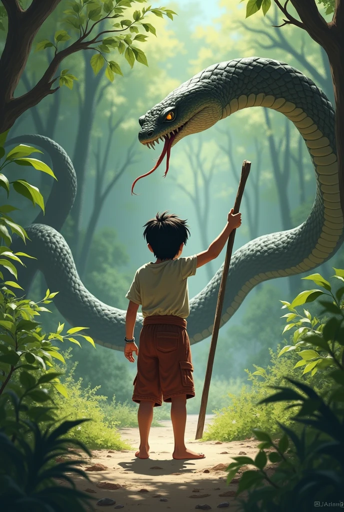 a in the jungle fighti g big snake clorful book story cover 4k haghit