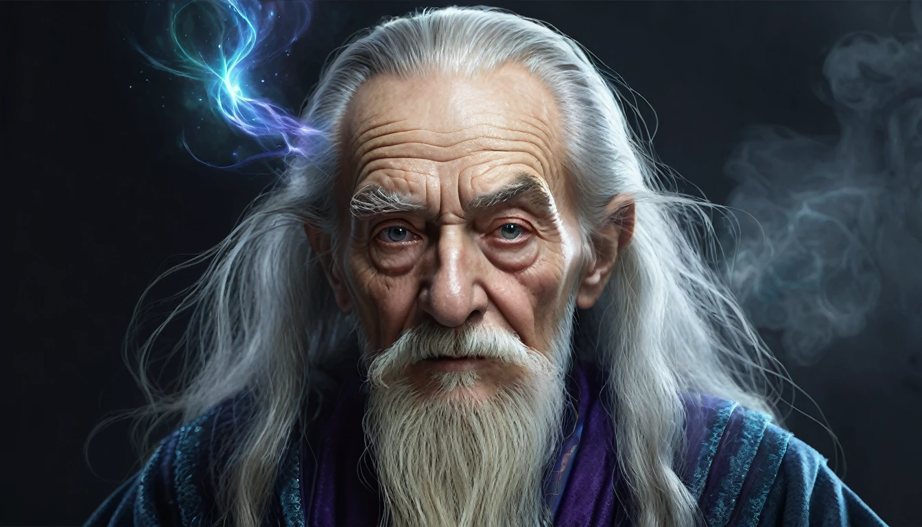 Evil and strange wizard old man, realistic image