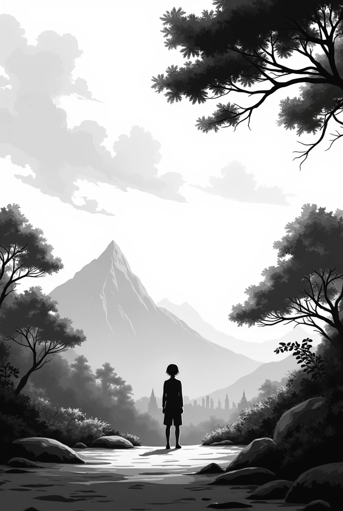 Black and white anime background