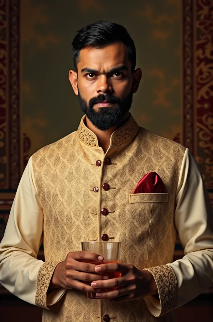 Indian cricketer virat kohli Indian soiler dress, glass