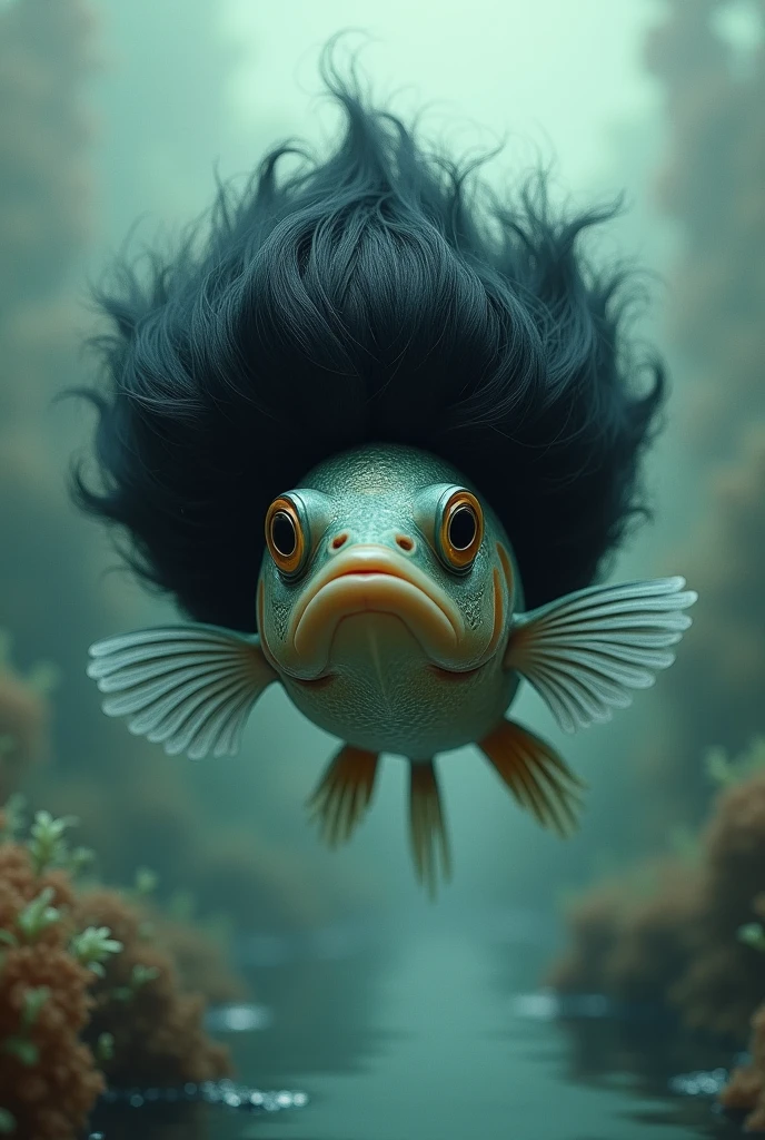 Drop fish with black wig 