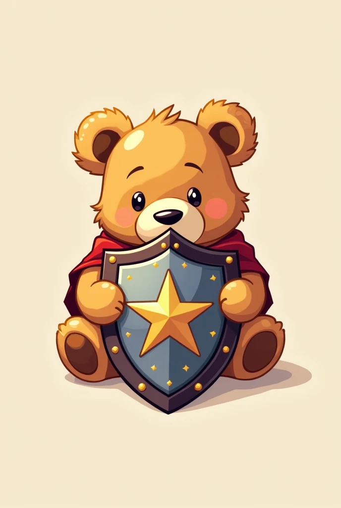 Logo with name: "guardião da Rutielle", with a teddy bear listening to a shield