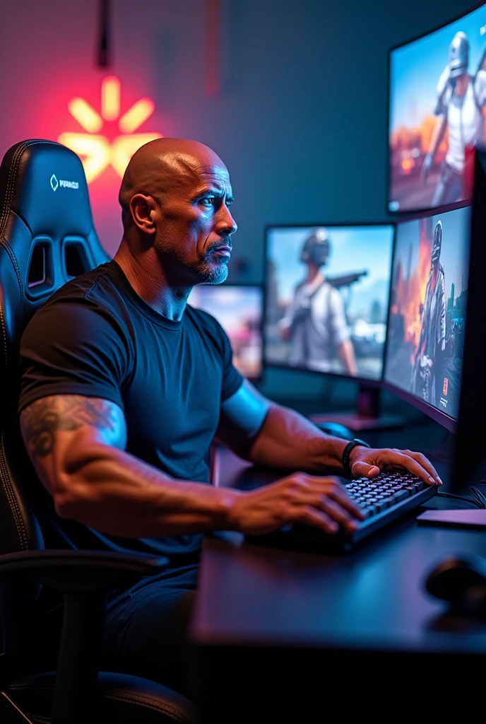 Dwayne Johnson playing pubg in pc