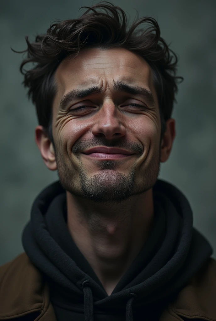 A man who is heartbroken but still smiles means he is suffering inside and smiling on the surface.