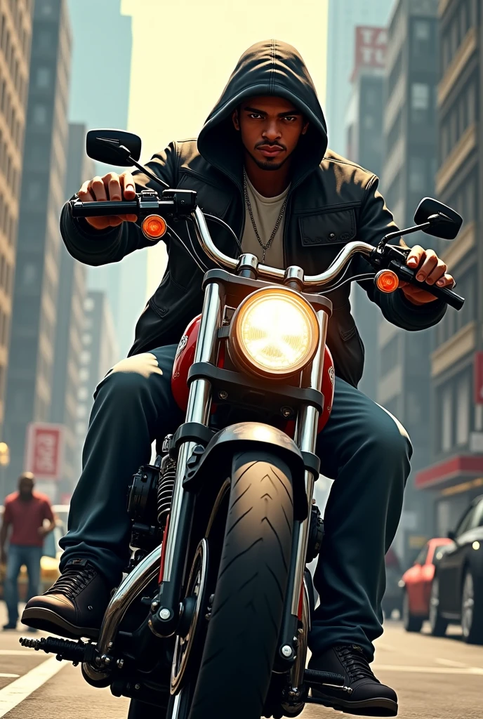 ANUEL with a motorcycle in GTA IV with weapons 