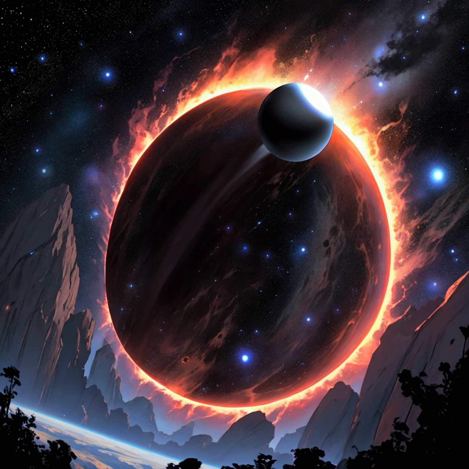 a black hole absorbing planets and stars 