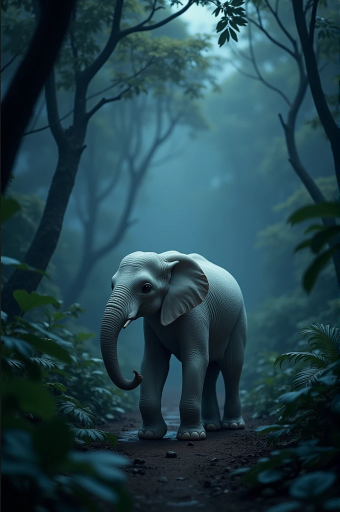 Follow in dark night jungle with cute white elephant back up side frame
Yahi pick mai elephant back side rahega