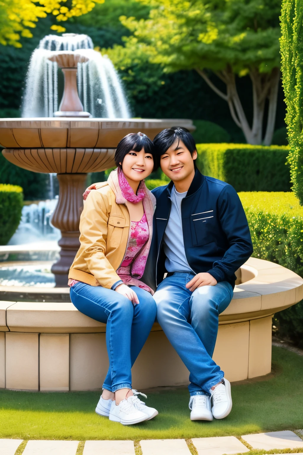 Miranda cosgrove and Dainsleif from Genshin impact holding hands