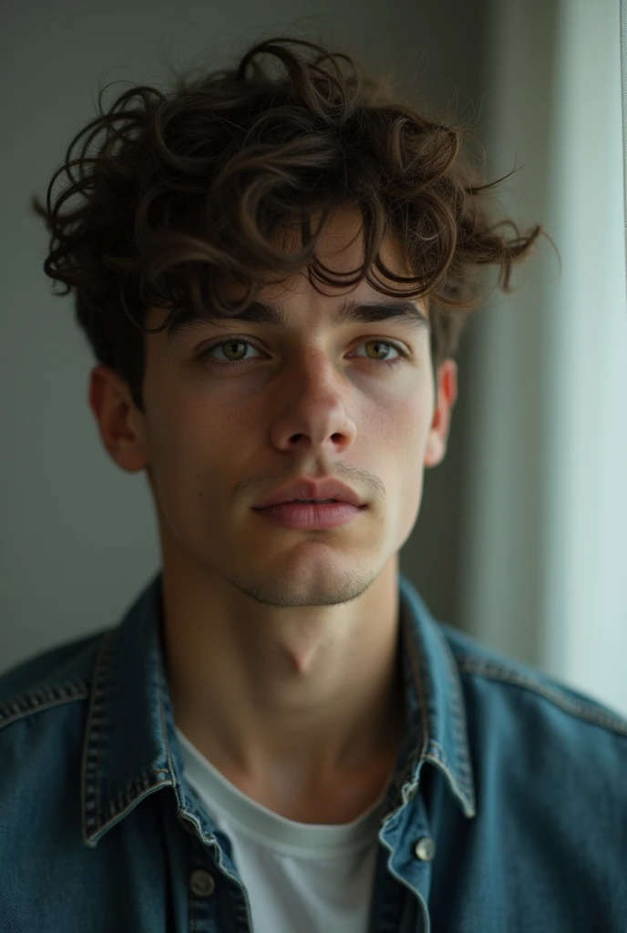 Create a picture of a 17 year old boy, handsome and trying things out because he finds out he is gay