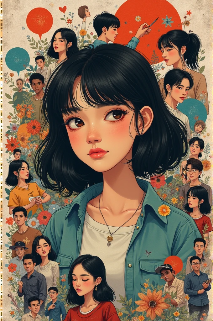 A collage of Mousumi’s journey, from her early struggles to her successful art career, surrounded by images of her friends and achievements.
Mousumi’s story became an inspiration to many, a testament to the power of pursuing one’s passion and the importance of supportive friendships.