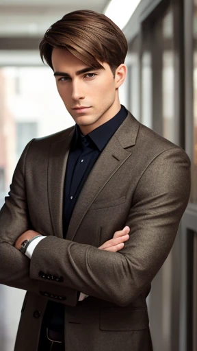  A stylish Auerbach man with short hair, focus on the face 