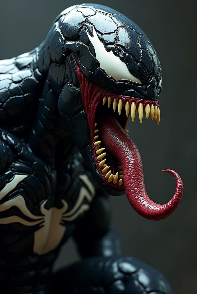 Profile Venom sticking out its tongue. Only from the torso up the image