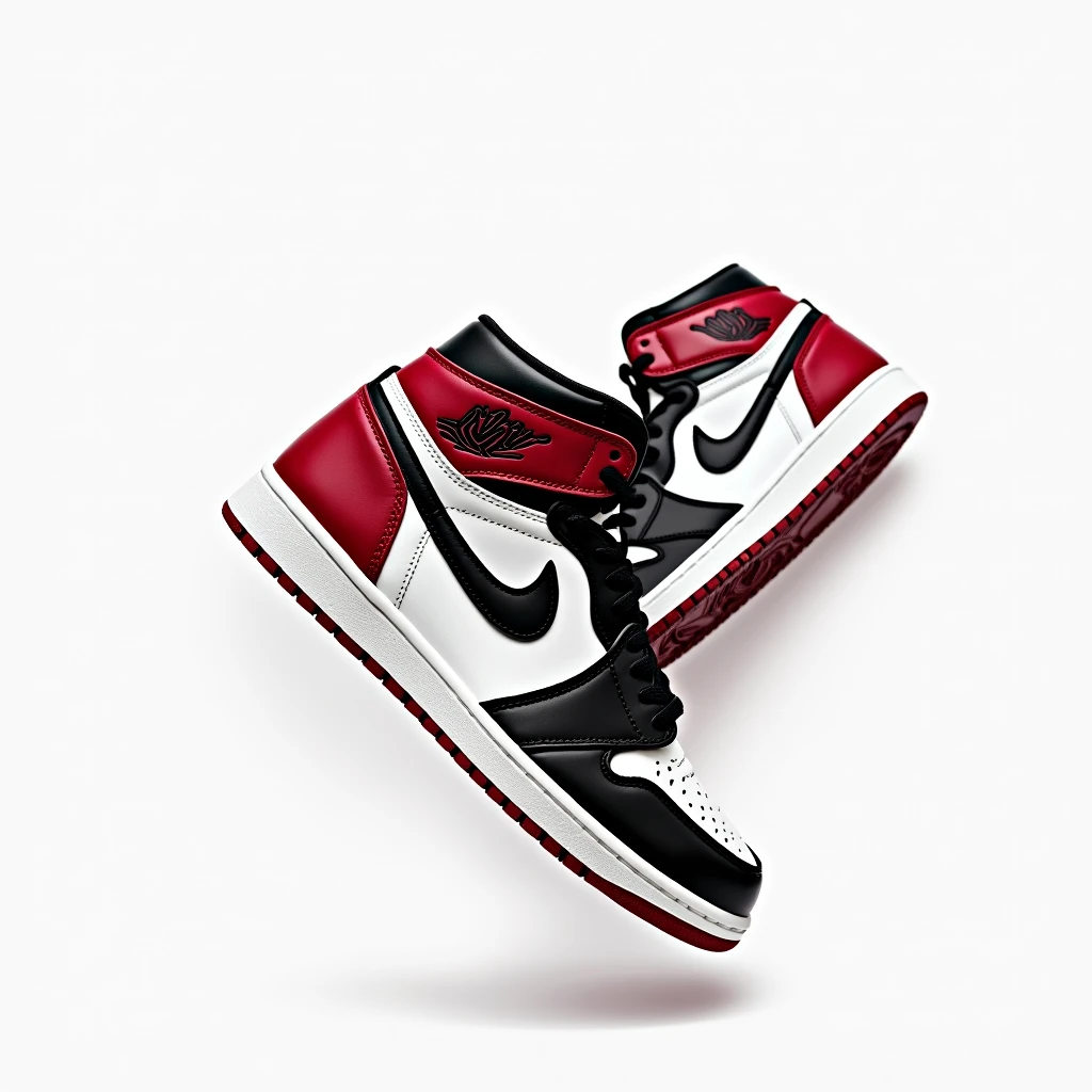 Nike Jordan brand sneakers floating on a white background