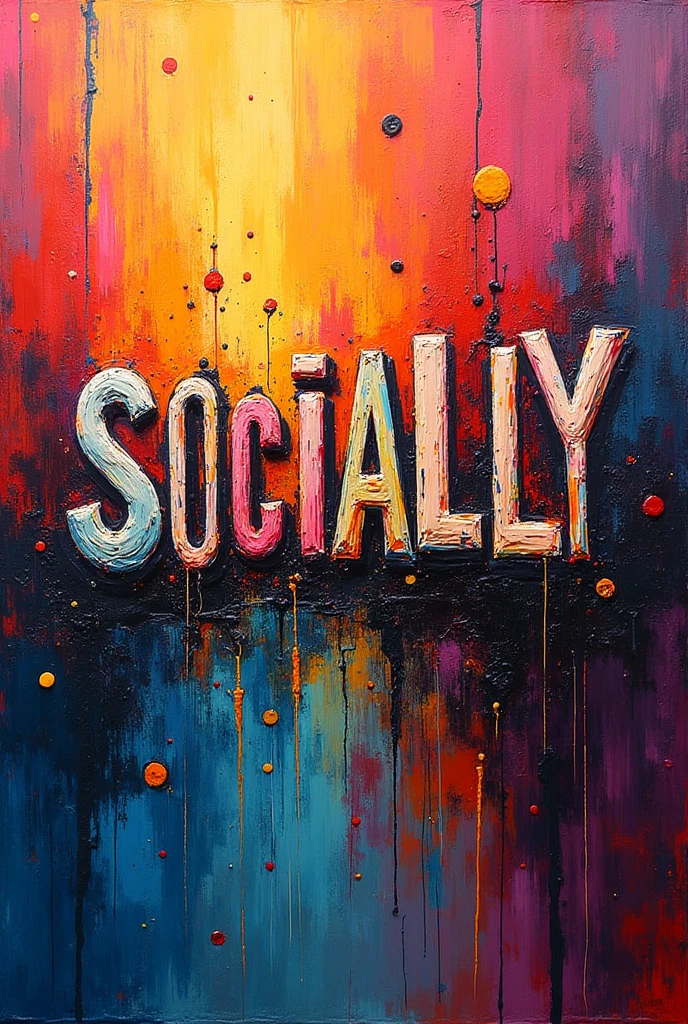 can you give me a creative colourful paint art that indicates “SOCIALLY” on it