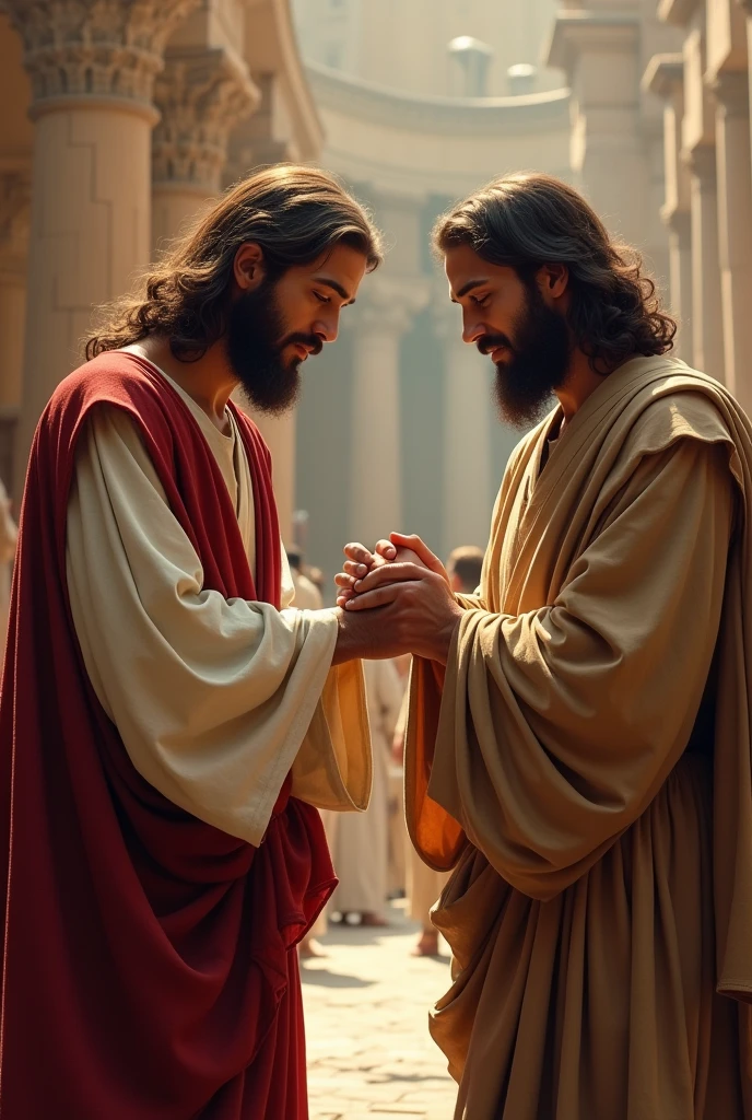 Jesus Christ in ancient times handshake