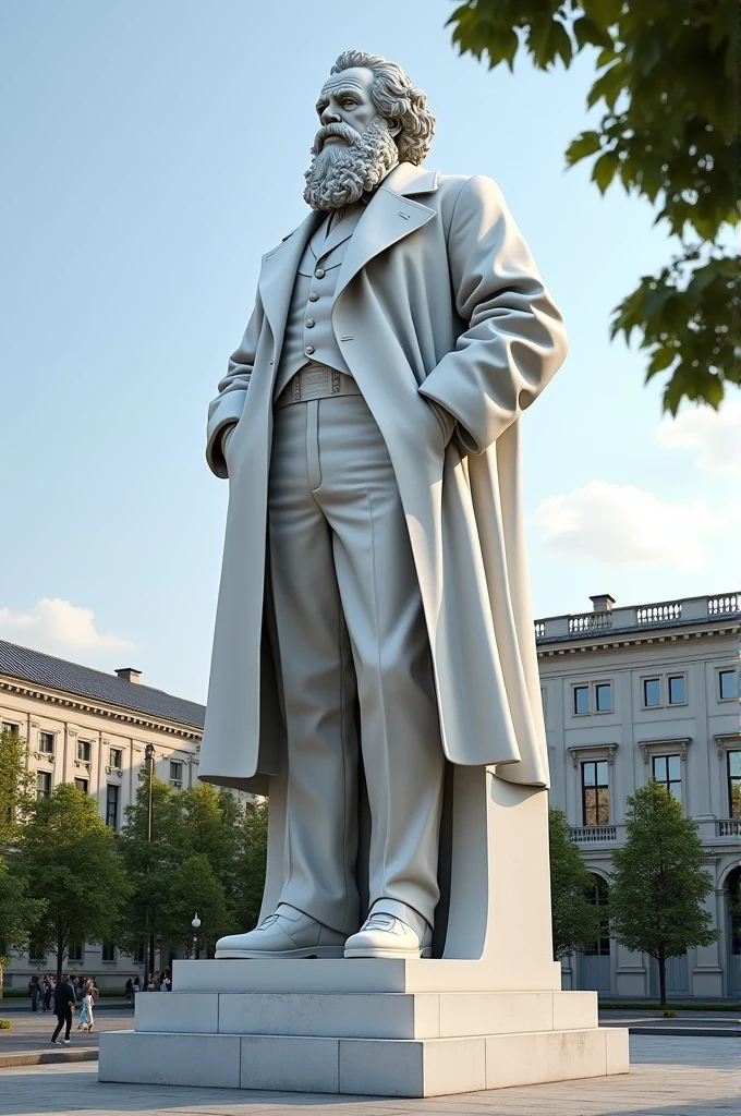 Karl marx marble statue